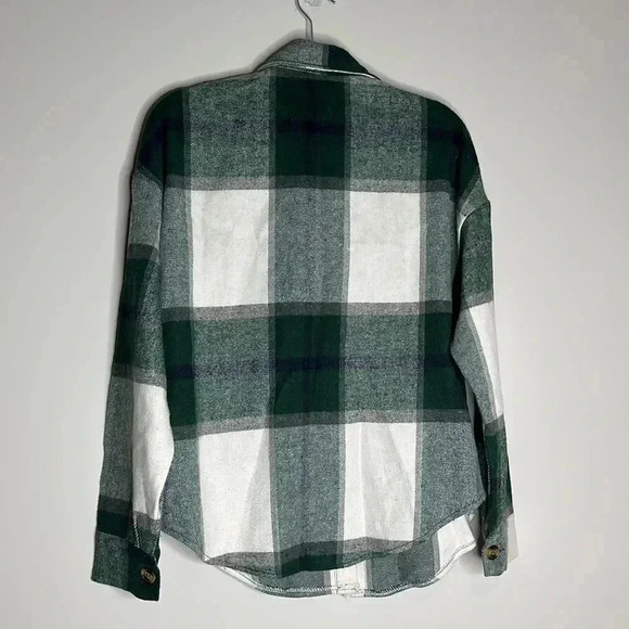 Women's Casual Plaid Button Down Shirts Jacket Long Sleeve - Picture 8 of 8